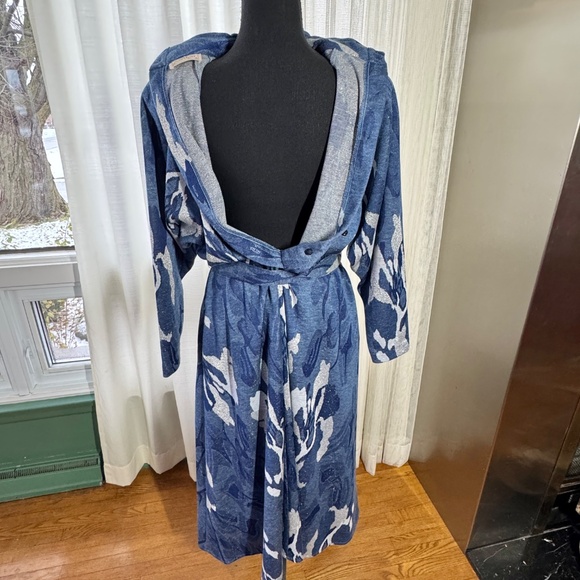 Vintage 80s dress, navy, blue, silver, grey, batwing sleeves, with belt, 8 (M) - Picture 11 of 14